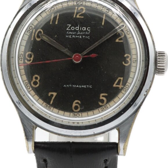 Vintage 34mm Zodiac Hermetic Men's Mechanical Wristwatch Swiss Made Serviced - Picture 1 of 7